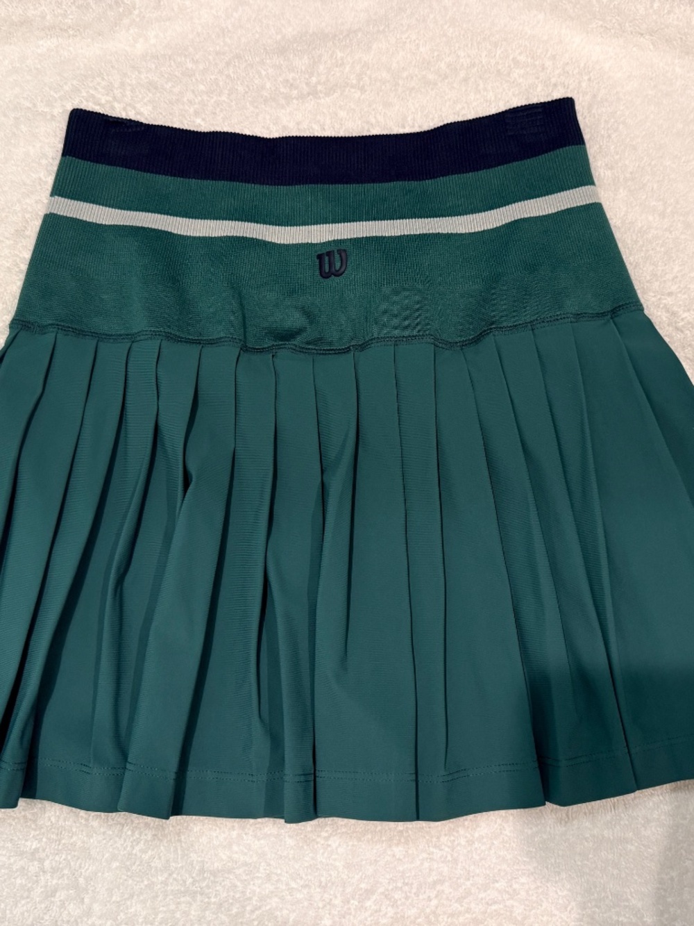 Wilson Midtown Pleat High Rise Tennis Skirt Striped Waistband - Field Green - XS
